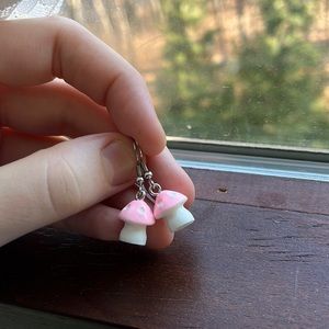 Pink mushroom earrings